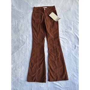 Juniors Brown Corduroy High Rise Flare Pants, Size 0 NWT, Retro, Boho